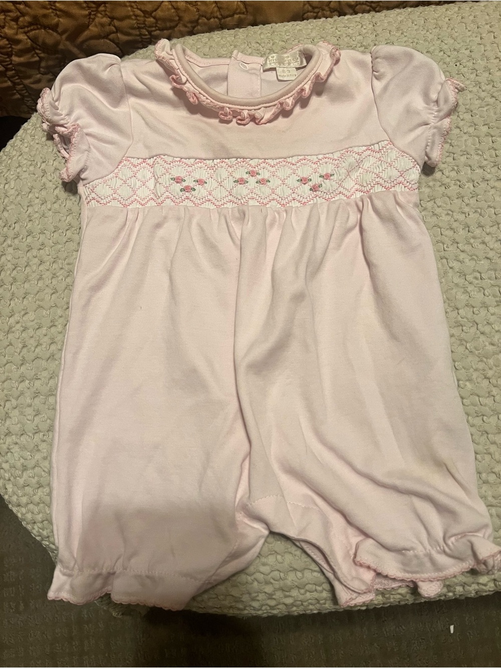 Kissy Kissy Light Pink Smocked Short Sleeve Bubble